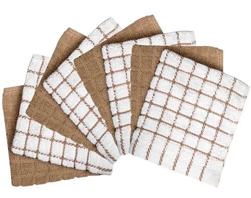 Bumble Towels Bumble Dish Towels & Dish Cloths (8 Pack) | 100% Cotton Kitchen Towels | 12" x 12" | 405 GSM | Soft, Highly Absorbent & Durable Rags for Washing Dishes | Tan - Image 2