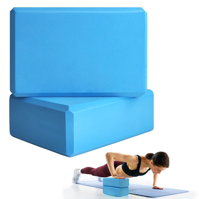 Septo 2 Pcs Yoga Blocks, 9"x6"x3" Foam Blocks Yoga Props for Pilates Stretching and Meditation Exercise Blocks Lightweight Yoga Essentials (Blue) - Image 1