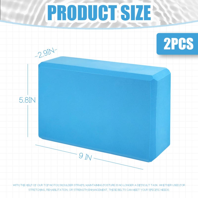 Septo 2 Pcs Yoga Blocks, 9"x6"x3" Foam Blocks Yoga Props for Pilates Stretching and Meditation Exercise Blocks Lightweight Yoga Essentials (Blue) - Image 2