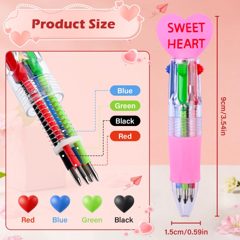 LiYiQ 100 Pcs Valentine's Day Conversation Colorful Multicolor Pen in One Cartoon Cute Fun 4-in-1 Pens Bulk Kawaii Be Mine Kiss Me Love Conversation Lovely Ballpoint Pens for Fun Gifts - Image 2
