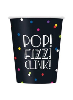 Amscan 4-piece set of NEON DOTS New Year NAPkin, neon dots new year plastic table cover, NEON DOTS New Year 90s CUP, ROARING New Year Plastic Table Cover.  - Image 2