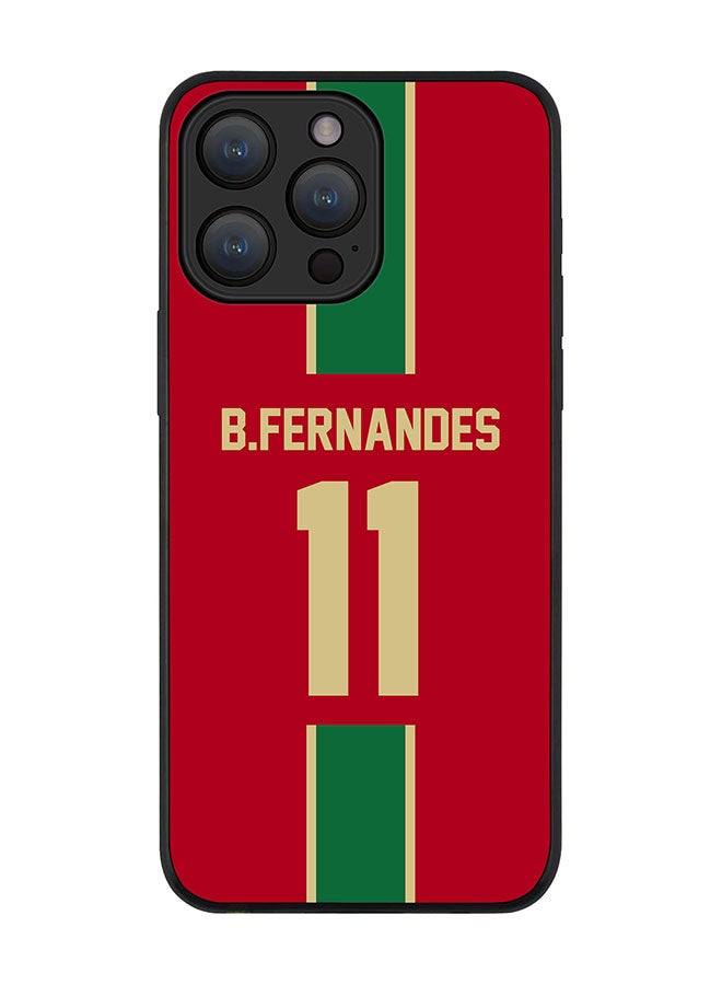 Stylizedd Cover for iPhone 15 Pro Case Rugged Black Slim fit Flexible Protective Phone Cases - Football Team - PortugalPlayer Name - B.Fernandes - Image 1