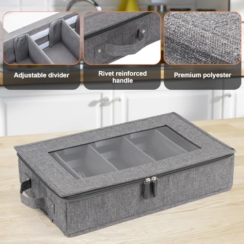 Lafulling Flatware Storage Box 2 Pack, Silverware Storage Box Case Chest with Adjustable Dividers, Silverware Holder with Zipper Lid for Organizing Cutlery, Utensil, Flatware, Knives, Large Capacity Gray - Image 3