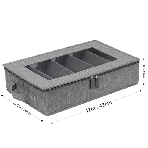 Lafulling Flatware Storage Box 2 Pack, Silverware Storage Box Case Chest with Adjustable Dividers, Silverware Holder with Zipper Lid for Organizing Cutlery, Utensil, Flatware, Knives, Large Capacity Gray - Image 4