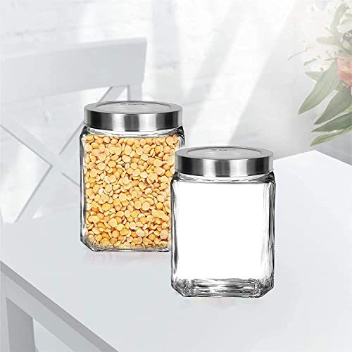 Vency Piramal Glass Cubical Square 600ml Transparent Glass Jars & Containers for Kitchen Pantry- Storage with Lid (600ml, Set Of 4) - Image 2