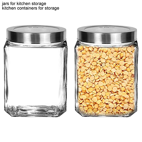 Vency Piramal Glass Cubical Square 600ml Transparent Glass Jars & Containers for Kitchen Pantry- Storage with Lid (600ml, Set Of 4) - Image 4