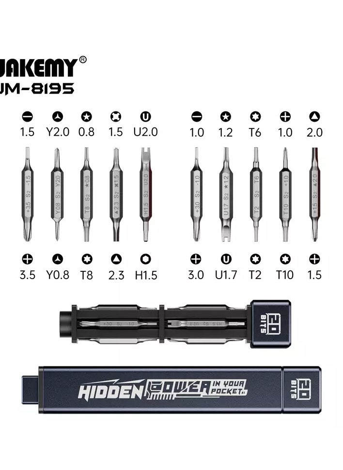 JAKEMY JM-8195 Square Handle Screwdriver Set, 21-in-1 Multi-Purpose Screwdriver Set