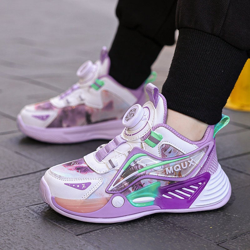 Black Wukong Children'S Shoes Rotating Button Leather Waterproof Non-Slip Student Thick-Soled Casual Girls Sneaker - Image 3