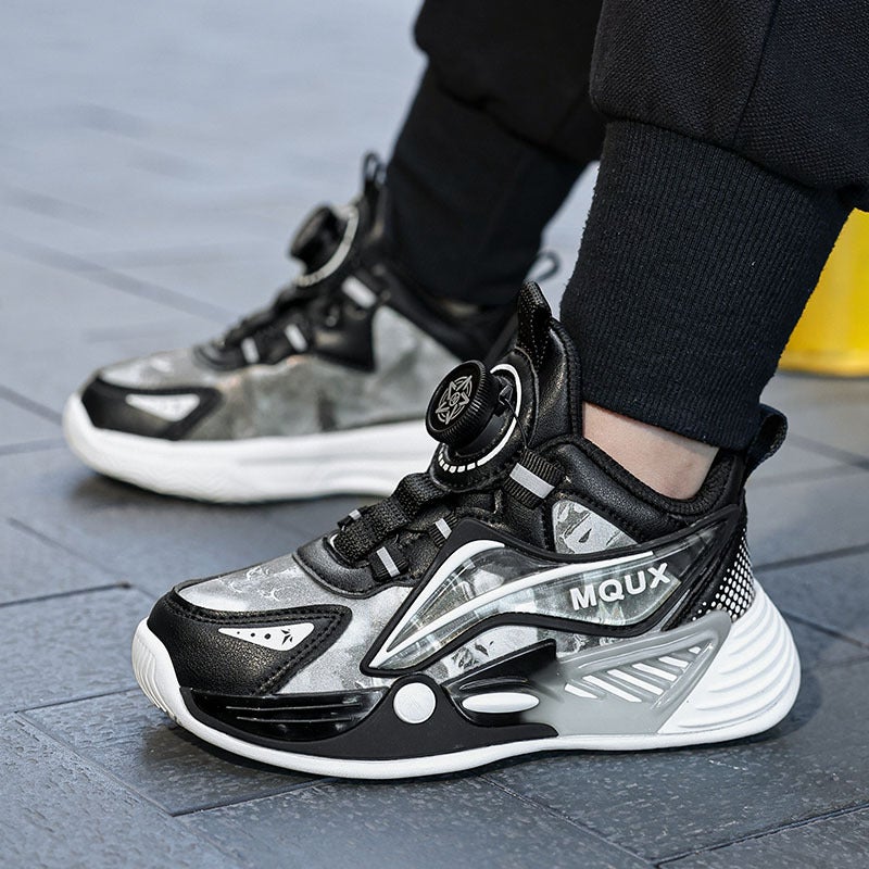 Black Wukong Children'S Shoes Rotating Button Leather Waterproof Non-Slip Student Thick-Soled Casual Girls Sneaker - Image 4