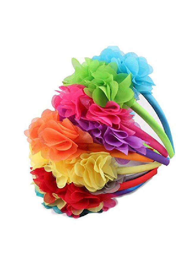 Candygirl Flower Crown Headbands For Women Girls Floral Hairband Wedding Festival Parties Hair Accessories Pack Of 9 (Bright Colors) - Image 1