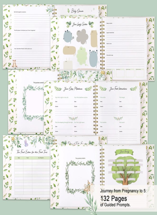 Tersus Keepsake Baby Book, Baby Memory Book for Boys and Girls, First 5 Year Baby Milestone Book from Birth to Age 5, Keepsake Album with Inner Pockets, Durable Hardcover Book for New Parents, 132 Pages - Image 5