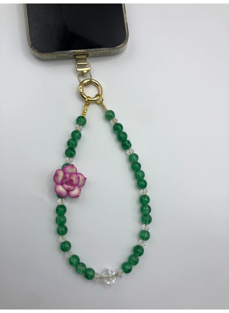 Handmade Crystal Phone Strap-ROSE 3 - Image 4