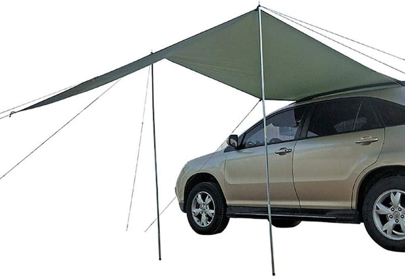 LWYOC Car Side Awning - Automobile Awning Sun Shelter - Portable Waterproof Tear Resistant Anti-UV Car Rooftop Rain Canopy Camping Tent for SUV MPV Trailer Beach Camping Auto Traveling - Image 4