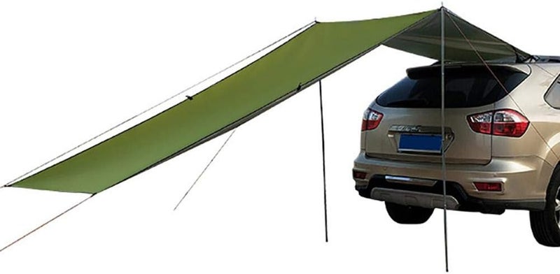 LWYOC Car Side Awning - Automobile Awning Sun Shelter - Portable Waterproof Tear Resistant Anti-UV Car Rooftop Rain Canopy Camping Tent for SUV MPV Trailer Beach Camping Auto Traveling - Image 3