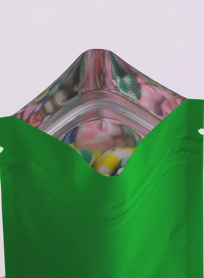 QQ Studio 100pcs Double-Sided Matte Foil Flat Packaging Zipper Seal Bags (4.7" x 7.1", Matte Green) - Image 2