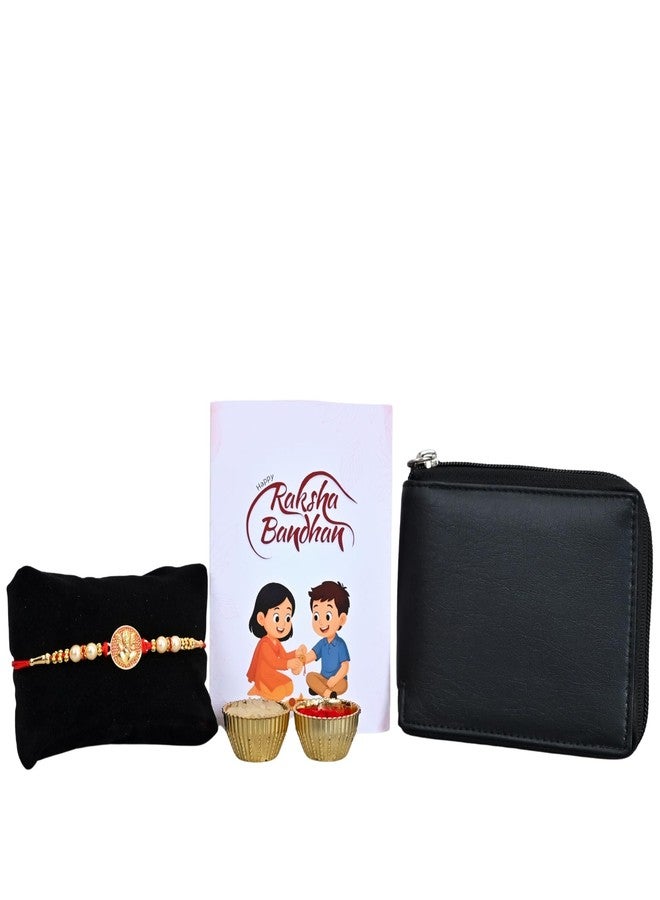 Poorak Religious Assorted Rakhi Set – Includes 1 Rakhi, Wallet, Roli Chawal & Greeting Card - Image 1