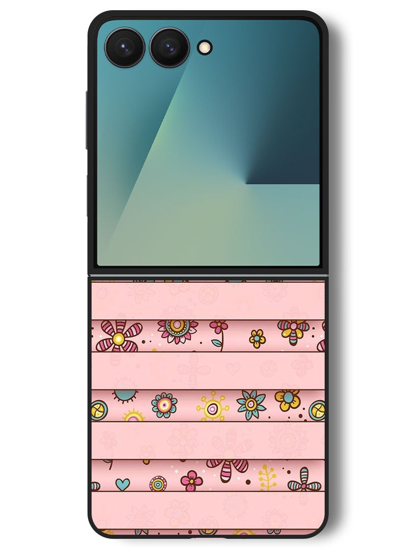 Theodor Case Compatible with Samsung Galaxy Z Flip 7 - 6.9 Inch Protection Shockproof Bumper Cover Small Flowers - Image 1