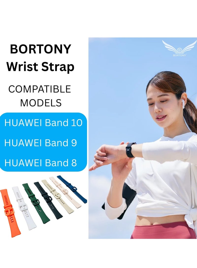 BORTONY Huawei Band 8/9/10 Replacement Watch Straps Band  Durable Silicone Wrist Strap Adjustable for Women Men Fashion Sport Strap Compatible for Huawei Band 10/9/8 - Image 2