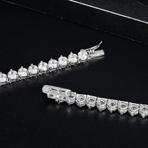 TIKJE 925 Sterling Silver Tennis Necklace| 3 Prong 4mm Round Cubic Zirconia Cut Faux Diamond Tennis Chain for Women and Men Bridal Wedding Jewelry 20 inches - Image 5