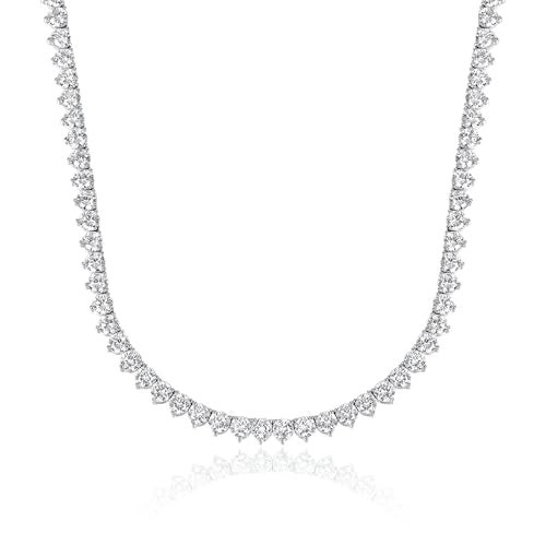 TIKJE 925 Sterling Silver Tennis Necklace| 3 Prong 4mm Round Cubic Zirconia Cut Faux Diamond Tennis Chain for Women and Men Bridal Wedding Jewelry 20 inches - Image 1