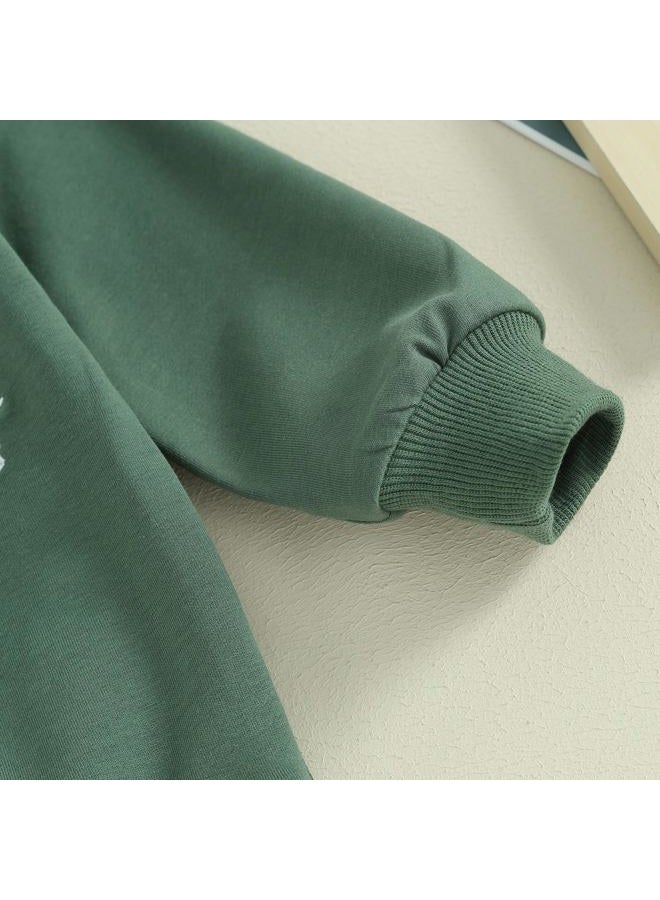 DNOMAID YZARC Toddler Baby Boy St. Patrick's Day Outfit Lucky Clover Embroidery Sweatshirt Top Long Pants 2Pcs Clothes Set (Green, 12-18 Months) - Image 5