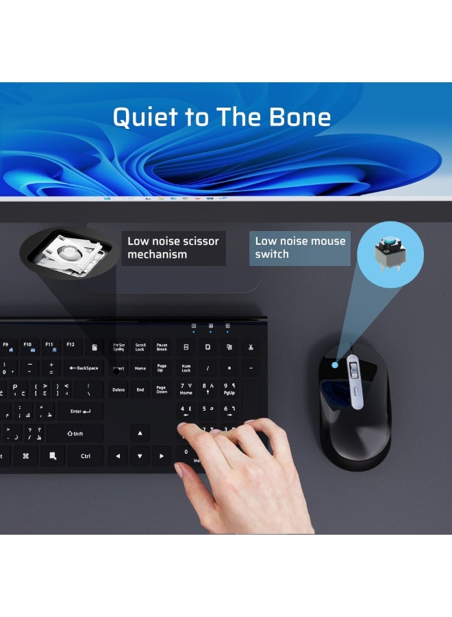 CREATMOR Rechargeable Wireless Keyboard and Mouse Combo,Ergonomic Full Size Design Wireless keyboard with Number Pad For MAC Windows Black - Image 5