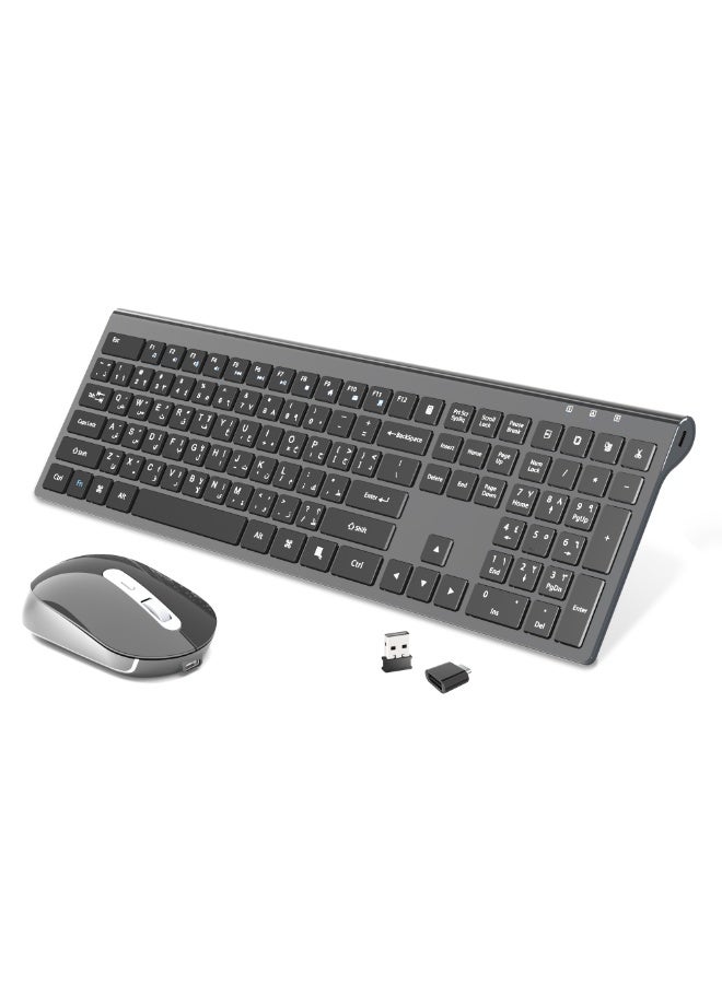 CREATMOR Rechargeable Wireless Keyboard and Mouse Combo,Ergonomic Full Size Design Wireless keyboard with Number Pad For MAC Windows Black - Image 1
