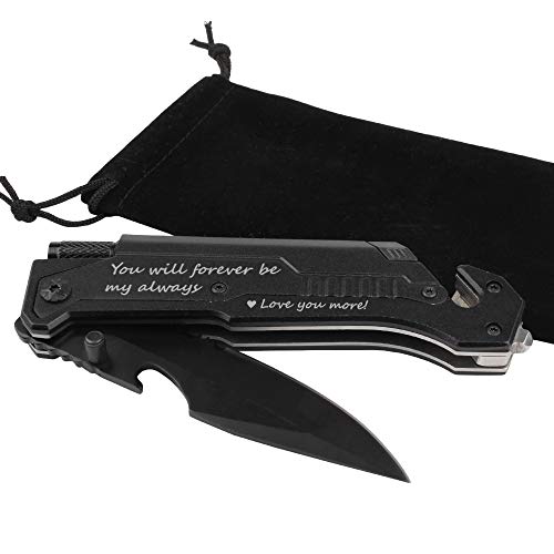 Fanfoobi Husband Birthday Present, Pocket Knife with 6 Functions, LED Light,Fire Starter,Bottle Opener,Seat Belt Cutter,Glass Breaker, Anniversary Present for Men, Boyfriend, Father's Day - Image 5