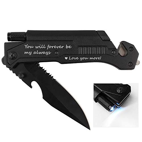 Fanfoobi Husband Birthday Present, Pocket Knife with 6 Functions, LED Light,Fire Starter,Bottle Opener,Seat Belt Cutter,Glass Breaker, Anniversary Present for Men, Boyfriend, Father's Day - Image 3