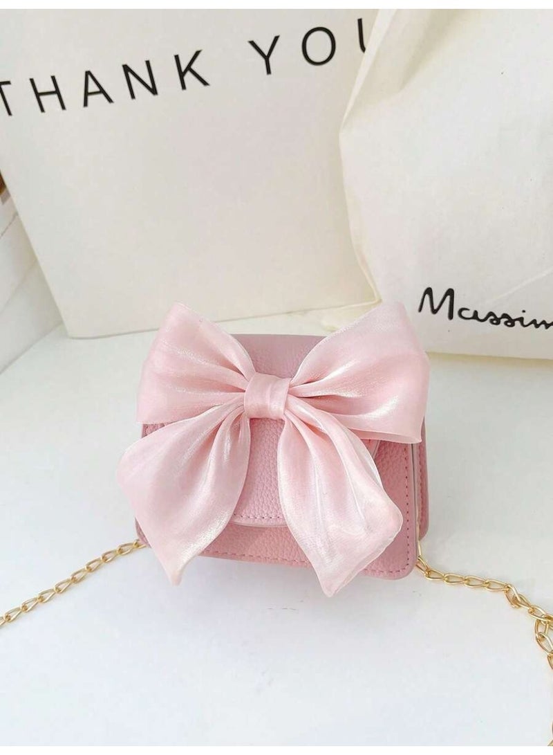 شنطة سهرة نسائية حقيبة كتف صغيرة مزينة بفيونكة كبيرة تصميم أنيق للبنات والمناسبات - Image 1