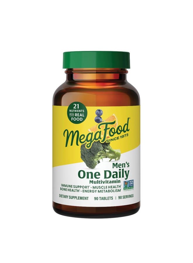 MegaFood One Daily Mens Multivitamins - Multivitamin for Men - Vitamin C, Vitamin D3 & Vitamin B12 - Muscle, Energy Metabolism & Immune Support - Vegetarian, Gluten Free - 90 Tablets, 90 Servings  - Image 1