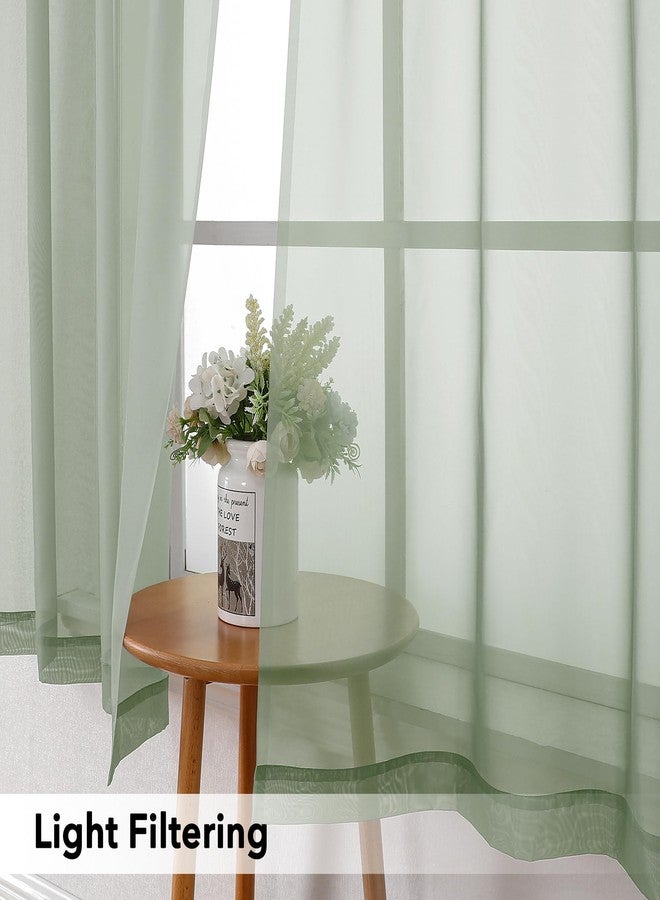 Simplebrand Sage Sheer Curtains 63 Inch Length 2 Panels, Rod Pocket Solid Color Window Sheer Curtain Panels, Elegant Curtains & Drapes for Living Room, Bedroom 2 Panels (Sage, 42" W x 63" L) - Image 3
