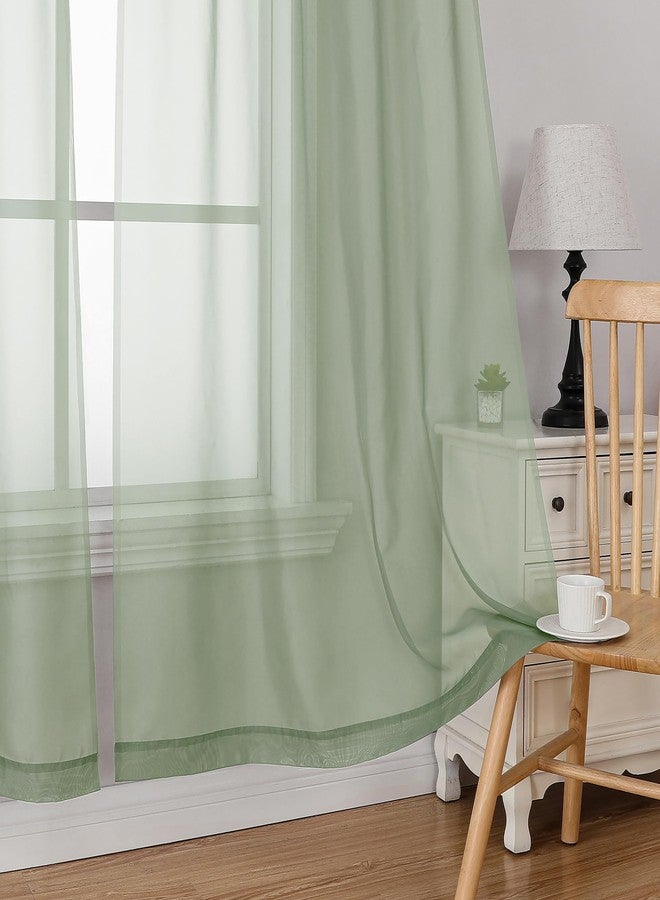 Simplebrand Sage Sheer Curtains 63 Inch Length 2 Panels, Rod Pocket Solid Color Window Sheer Curtain Panels, Elegant Curtains & Drapes for Living Room, Bedroom 2 Panels (Sage, 42" W x 63" L) - Image 4