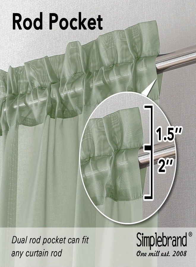 Simplebrand Sage Sheer Curtains 63 Inch Length 2 Panels, Rod Pocket Solid Color Window Sheer Curtain Panels, Elegant Curtains & Drapes for Living Room, Bedroom 2 Panels (Sage, 42" W x 63" L) - Image 2