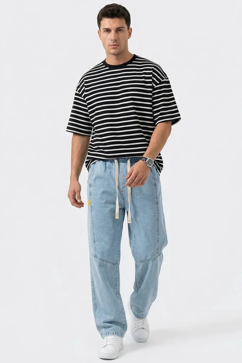 بيغ دارت BDART Baggy Denim Pants with Drawstring Waist