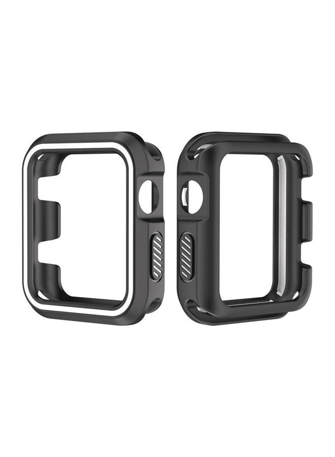 NIBEMINENT Protective Silicone Case Cover For Apple Watch Series 3 38mm Black/White - Image 1