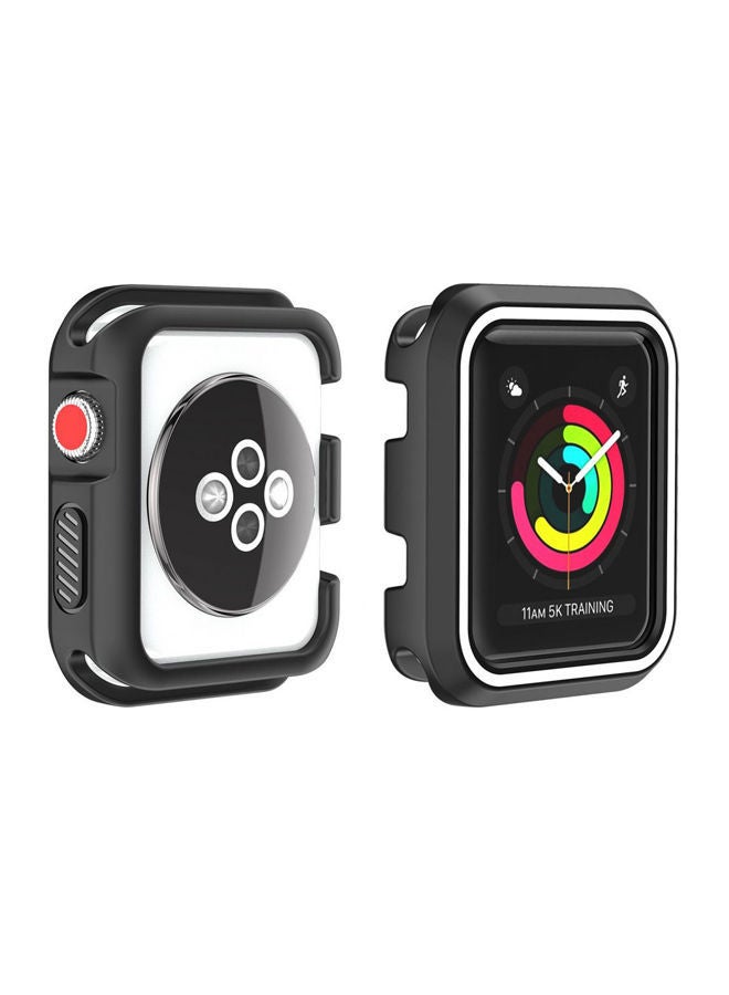 NIBEMINENT Protective Silicone Case Cover For Apple Watch Series 3 38mm Black/White - Image 2