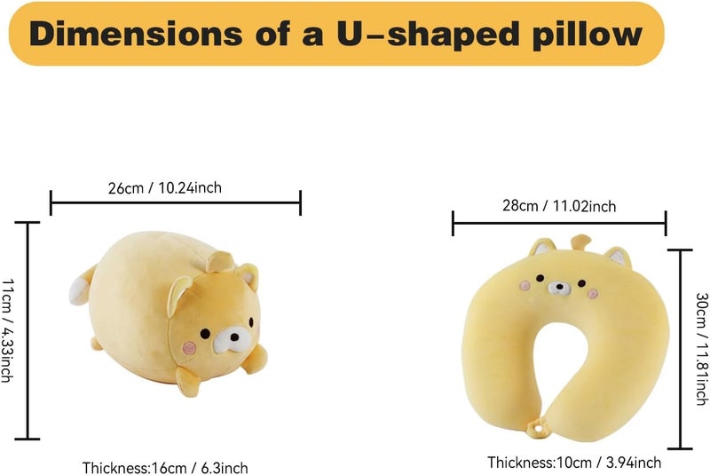 Travel Pillow Kid, 2-in-1 Travel Pillow for Kids, Neck, Soft and Adorable Bear Animals Plushie That Converts into a U-Shaped Neck Pillow for Ultimate Comfort During Airplane, Car - Image 5