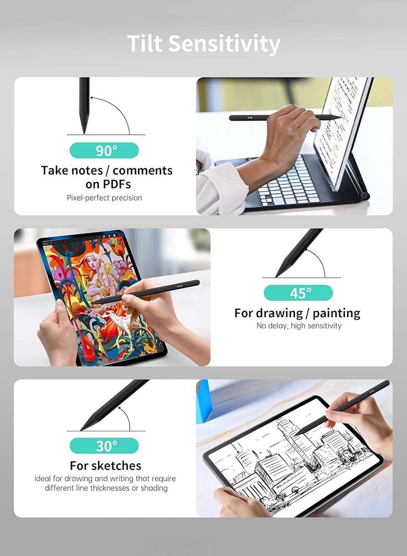 Theodor Stylus Pen for iPad 11th/10th/9th Gen - Active Pencil Compatible with all 2018-2025 Apple iPad Pro 11& 12.9'', iPad Air M3/ M2, iPad 6-11, iPad Mini 7/6 Gen-Black - Image 5