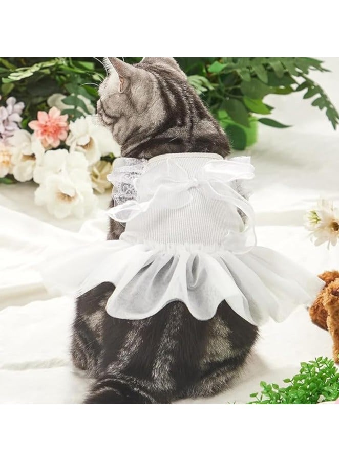 erorex Dog Dress, Bow Decor Dog Dress, Pets Clothing with Lace Sleeves, Square Neck Cat Puppy Tutu Skirts with Soft Fabric, Dog Wedding Birthday Holiday Dress, for Small Medium Dogs Cats Kittens  - Image 3