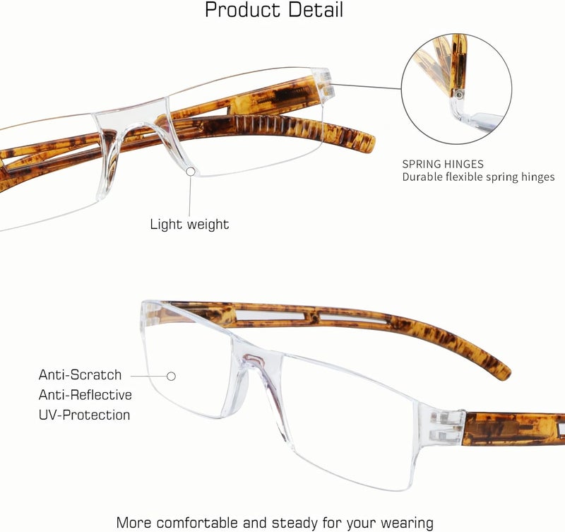 VisionGlobal 5/8 Pairs Reading Glasses, Computer Reading Glasses for Women and Men, Fashion Square Eyewear Frame - Image 2