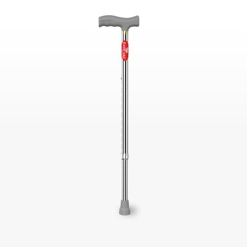 EASYCARE® Walking Stick | Lightweight Aluminium with 10 Height Levels Adjustable | Ergonomic Handle, Anti-Slip Base | Support for Old Age Seniors, Men, Women & Patients (Single Leg) - Image 1