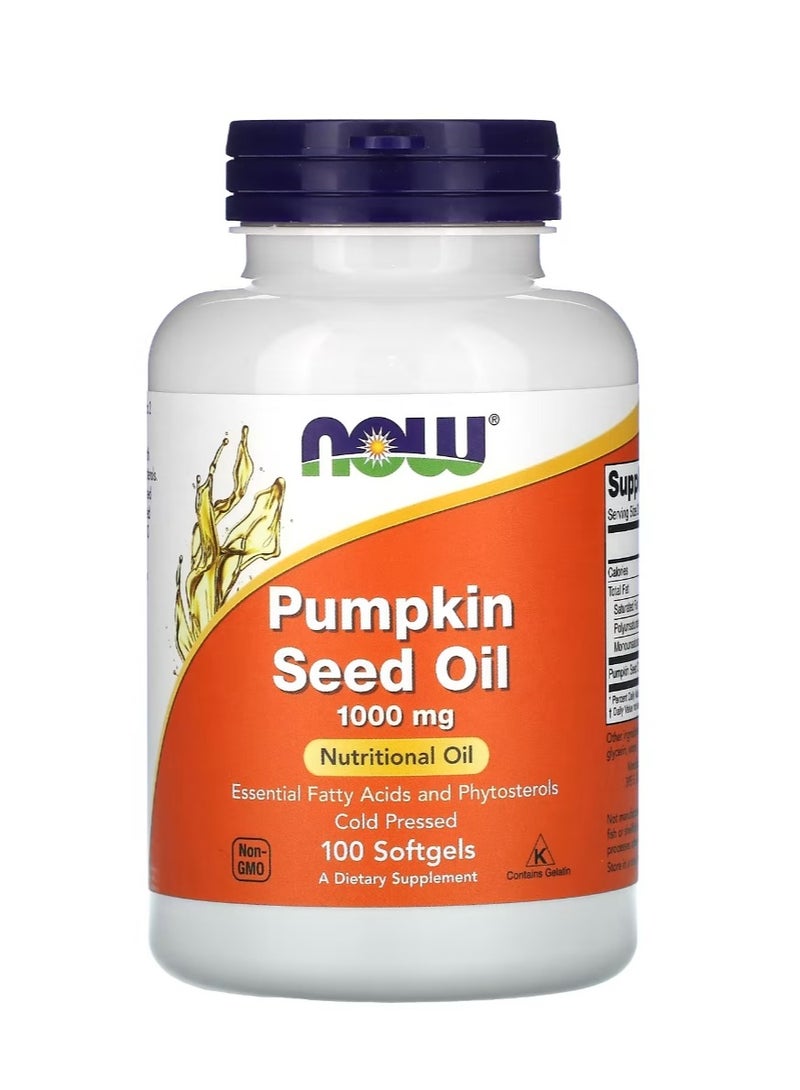 now Pumpkin Seed Oil 1000 mg 100 Softgels (500 mg per Softgel) - Image 1