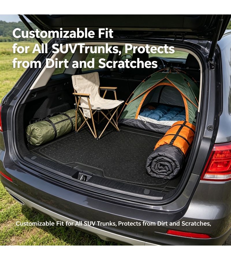 Adjustable Black Car Trunk Mat Waterproof Non Slip Wear Resistant Anti Stain PVC Cargo Vehicle Floor Mat For Most Car Models - Image 1