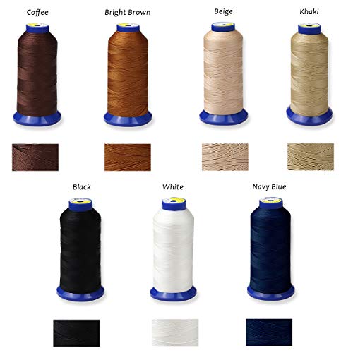 pestor Bonded Nylon Thread for Sewing-Heavy Duty Nylon Thread for Leather, Jeans, Upholstery and Weaving; #69 T70 Size 210D/3 1400 Yards（Beige） - Image 3