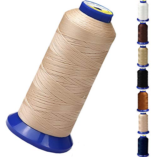 pestor Bonded Nylon Thread for Sewing-Heavy Duty Nylon Thread for Leather, Jeans, Upholstery and Weaving; #69 T70 Size 210D/3 1400 Yards（Beige） - Image 1