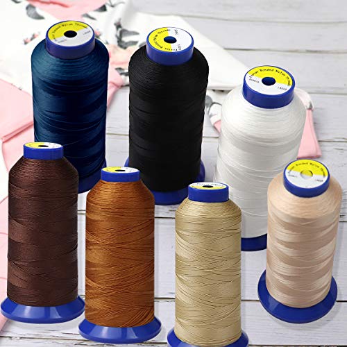 pestor Bonded Nylon Thread for Sewing-Heavy Duty Nylon Thread for Leather, Jeans, Upholstery and Weaving; #69 T70 Size 210D/3 1400 Yards（Beige） - Image 5