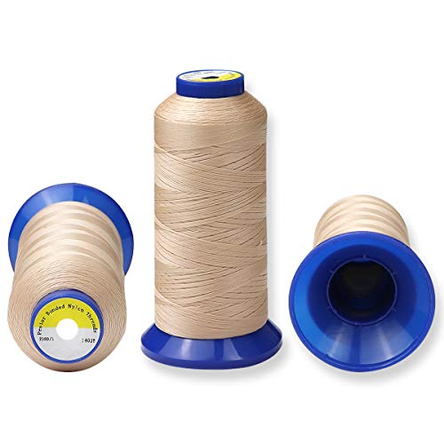 pestor Bonded Nylon Thread for Sewing-Heavy Duty Nylon Thread for Leather, Jeans, Upholstery and Weaving; #69 T70 Size 210D/3 1400 Yards（Beige） - Image 2