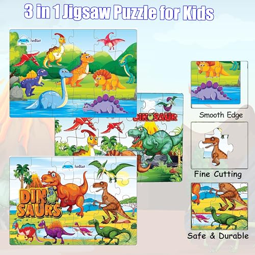 FunBlast Dinosaur Jigsaw Puzzle for Kids – Educational Puzzle Toys Learning Jigsaw Puzzle, Floor Puzzle for 3+ Years Old Boys,Girls,Children (72 Pcs; Multicolor) - Image 4
