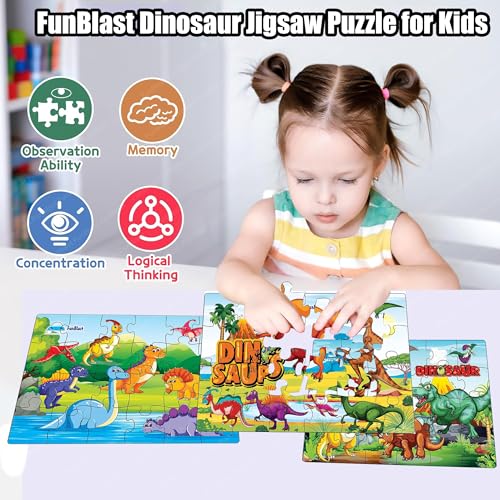 FunBlast Dinosaur Jigsaw Puzzle for Kids – Educational Puzzle Toys Learning Jigsaw Puzzle, Floor Puzzle for 3+ Years Old Boys,Girls,Children (72 Pcs; Multicolor) - Image 3